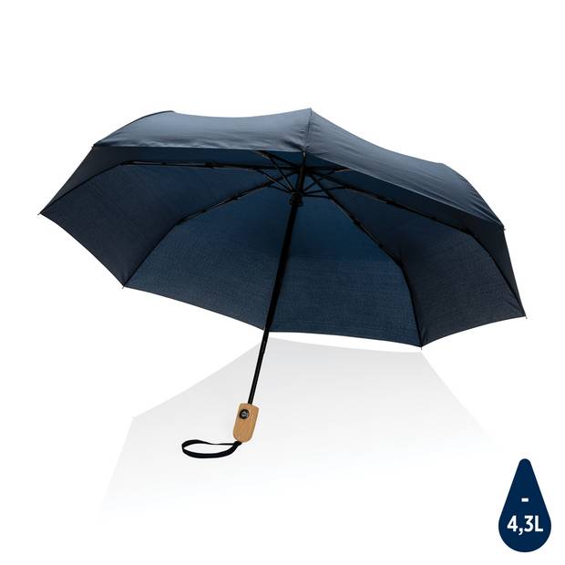 21" bambus auto-open/close dáždnik Impact zo 190T RPET AWARE, námornícka modrá 21" bambus auto-open/close dáždnik Impact zo 190T RPET AWARE, námornícka modrá
