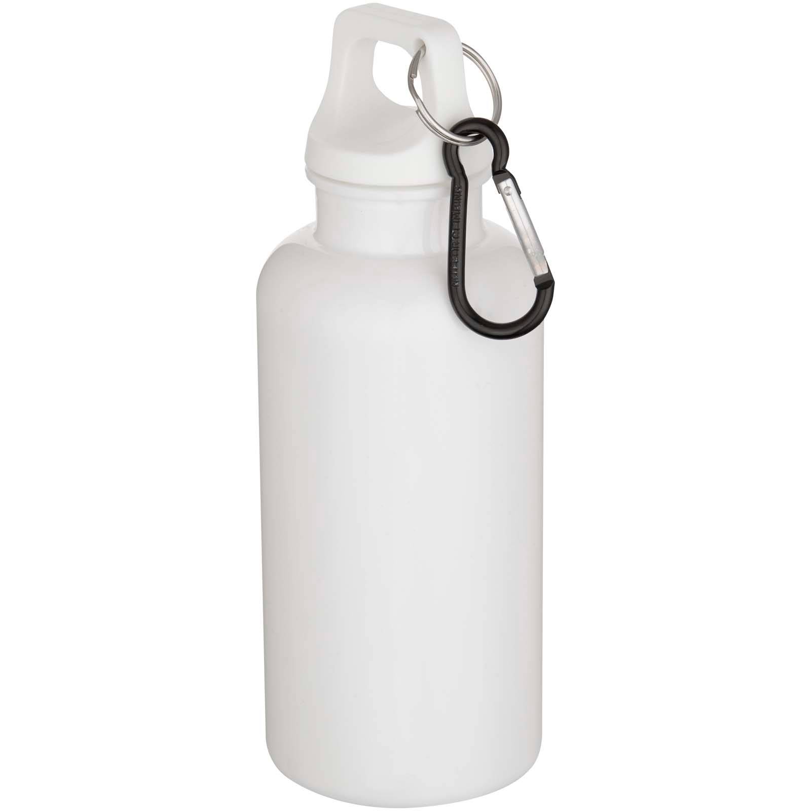 400ml fľaša na bode Oregon s karabínou z recykl. plastu s certifikáciou RCS, biela