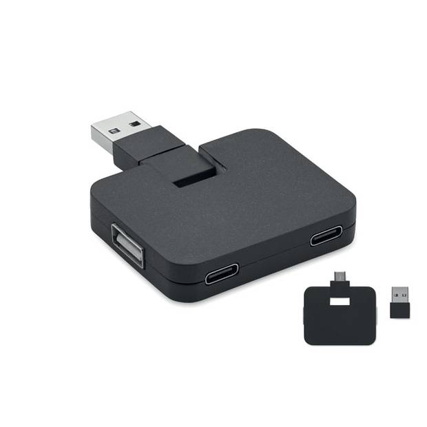 4portový USB rozbočovač, černá 4portový USB rozbočovač, černá