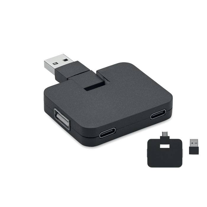 4portový USB rozbočovač, čierna
