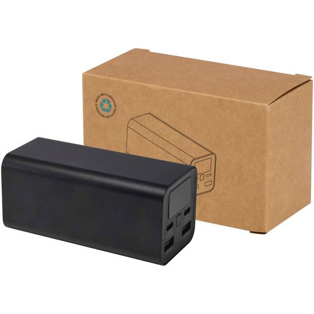Acamar powerbanka na notebook z recyklovaného hliníka s kapacitou 20 000 mAh a výkonom 70 W, čierna Acamar powerbanka na notebook z recyklovaného hliníka s kapacitou 20 000 mAh a výkonom 70 W, čierna