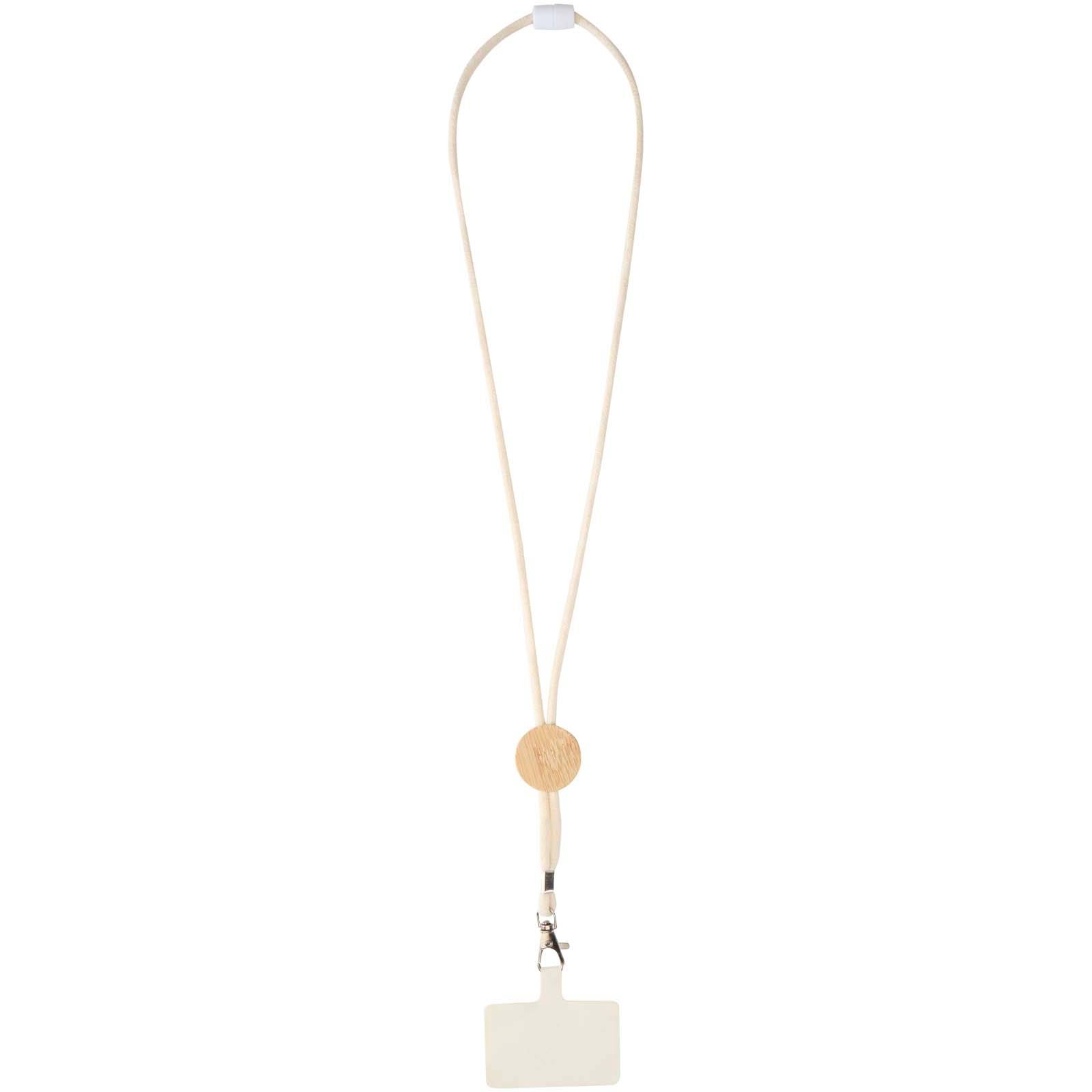 Adhab šnúrka na smartfón s bambusovými detailmi, biela