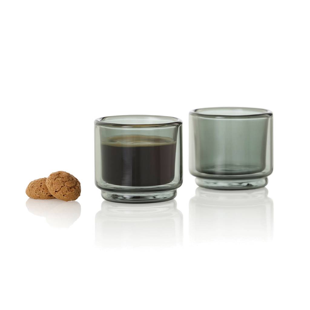 AdHoc Impact hrnčeky na espresso 45 ml, sada 2 ks, transparentná