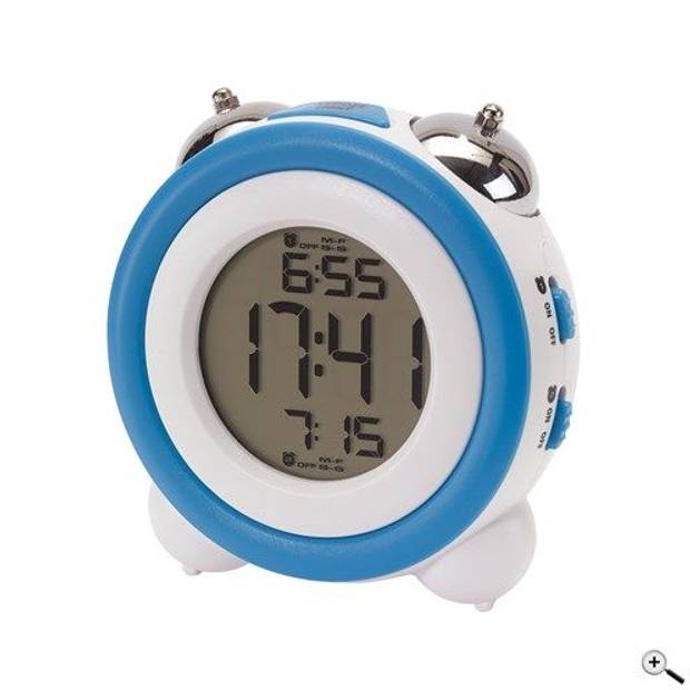 ALARMY digitálny budík v retro štýle, biela modrá ALARMY digitálny budík v retro štýle, biela modrá