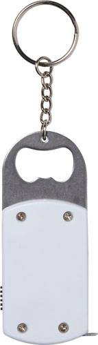 ALEXEJ kľúčenka s otvaráčom na fľaše, 1 LED a metrom, biela
