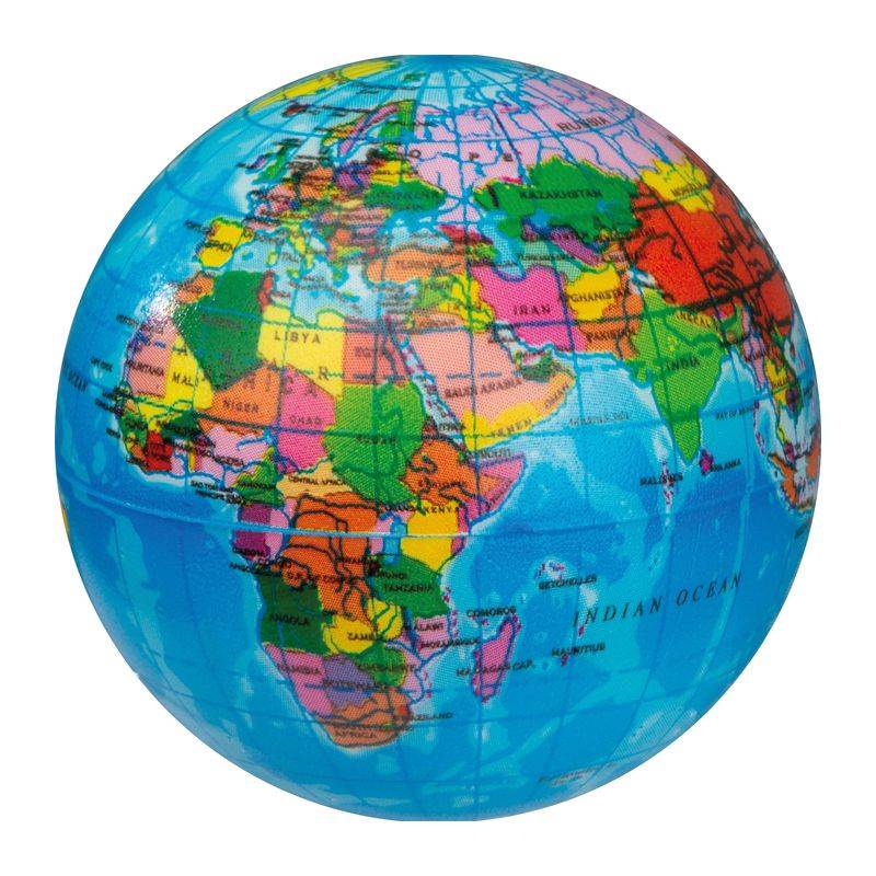 Antistresový míč Glóbus, vícebarevný