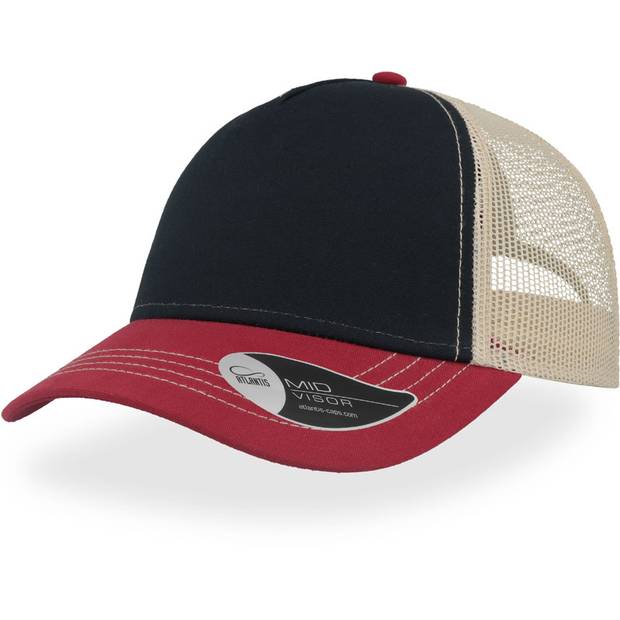 Atlantis | 5 panel. sieťovaná šiltovka "Rapper Canvas", modrá Navy-červená Burg.-hnedá Beige Atlantis | 5 panel. sieťovaná šiltovka "Rapper Canvas", modrá Navy-červená Burg.-hnedá Beige