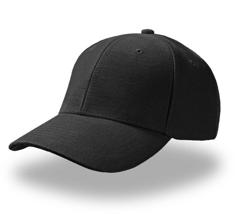 Atlantis | Pilot, Brúsená 6 panelová bavlnená keprová šiltovka, čierna