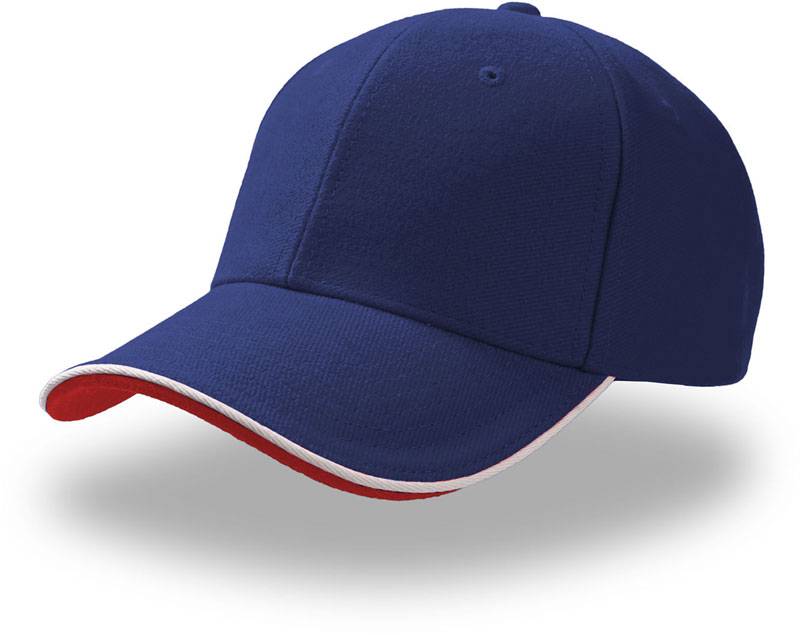 Atlantis | Pilot Piping , Ťažká brúsená 6 panelová šiltovka, modrá Royal - biela