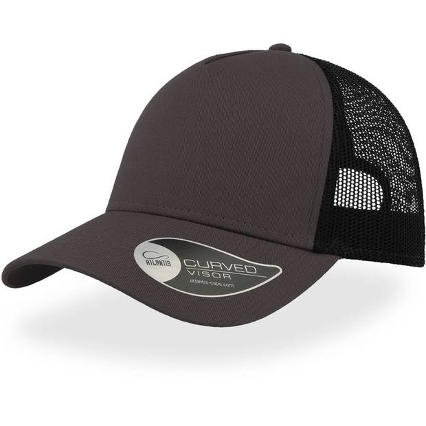 Atlantis | Rapper Cotton, 5 panelová Trucker šiltovka "Rapper", sivá Dark - čierna Atlantis | Rapper Cotton, 5 panelová Trucker šiltovka "Rapper", sivá Dark - čierna