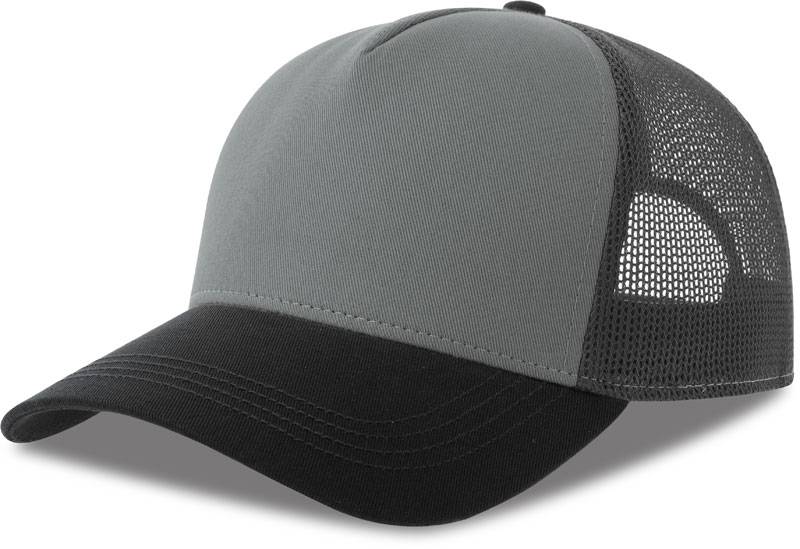 Atlantis | Rapper Cotton-S, 5 panelová Trucker šiltovka, sivá - sivá Dark - čierna, onesize