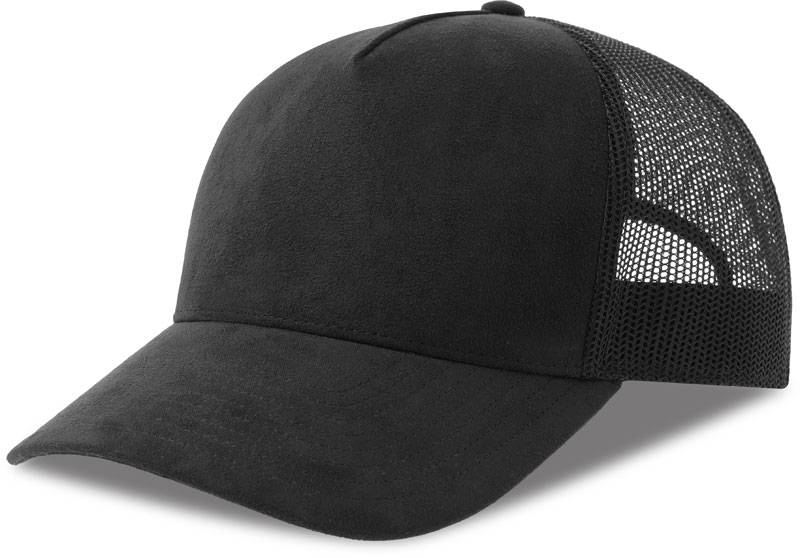 Atlantis | Rapper Suede-S, 5 panelová Trucker šiltovka, čierna, onesize