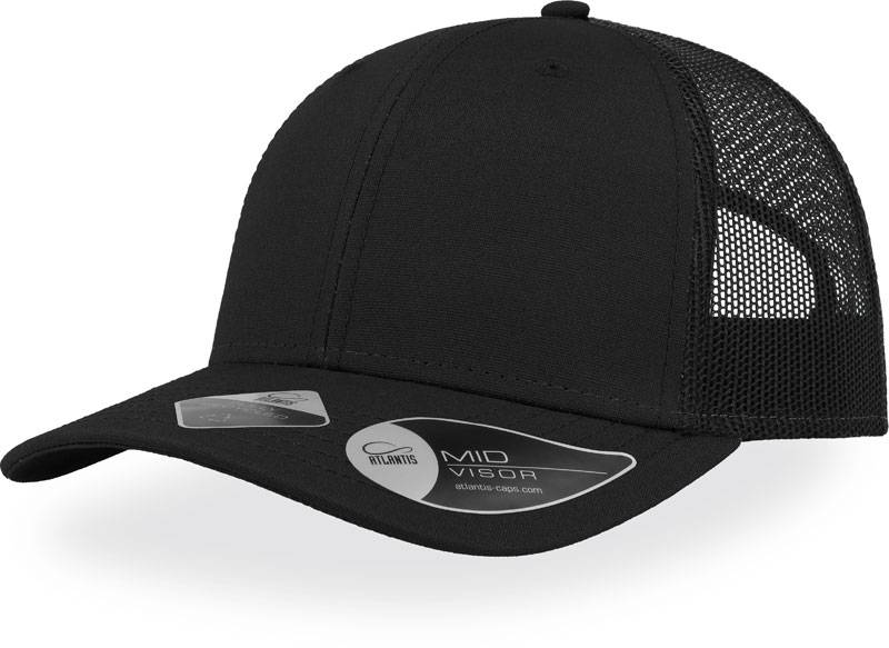 Atlantis | Recy Three, 6 panelová sieťovaná šiltovka "Recy Three", čierna - čierna