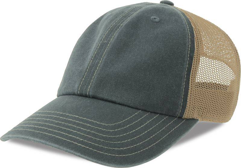 Atlantis | Teon, 6 panelová šiltovka Vintage Trucker, modrá Navy - hnedá Khaki, onesize