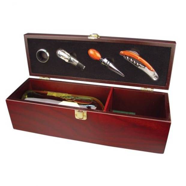 Aver Dřevěná dárková kazeta na láhev se sadou na víno Aver Dřevěná dárková kazeta na láhev se sadou na víno