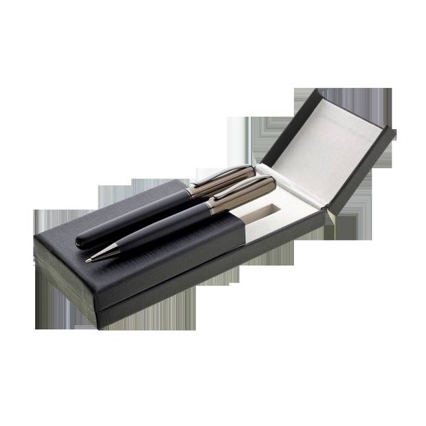 AVORIO kovová sada guľôčkové pero + rollerball, čierna AVORIO kovová sada guľôčkové pero + rollerball, čierna