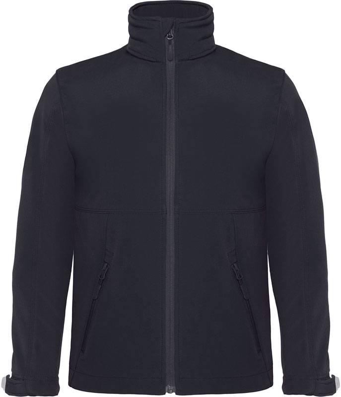 B&C | Hooded Softshell /kids, Detská 3-vrstvová softshellová bunda, čierna, 5-6