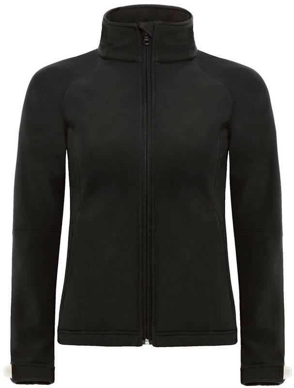 B&C | Hooded Softshell /women, Dámská 3-vrstvá softshellová bunda s kapucí, černá, XS