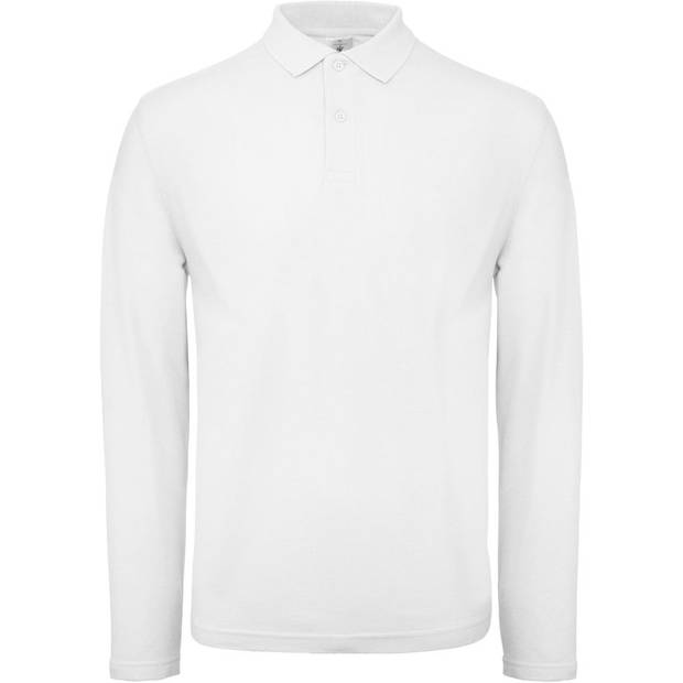 B&C | ID.001 LSL, Pánské piqué polo s dlouhým rukávem, bílá, XS B&C | ID.001 LSL, Pánské piqué polo s dlouhým rukávem, bílá, XS