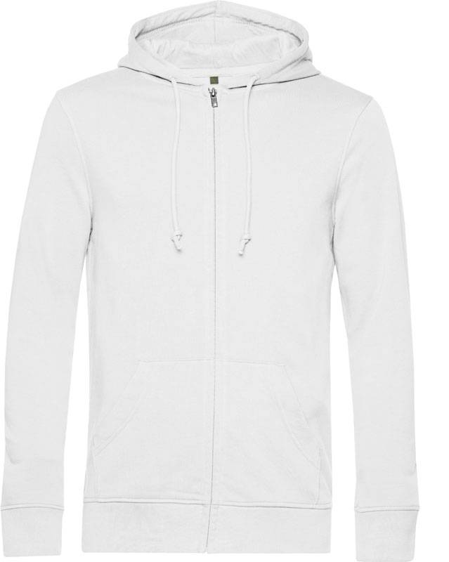 B&C | Inspire Zipped Hood, Pánská mikina s kapucí, bílá, XS
