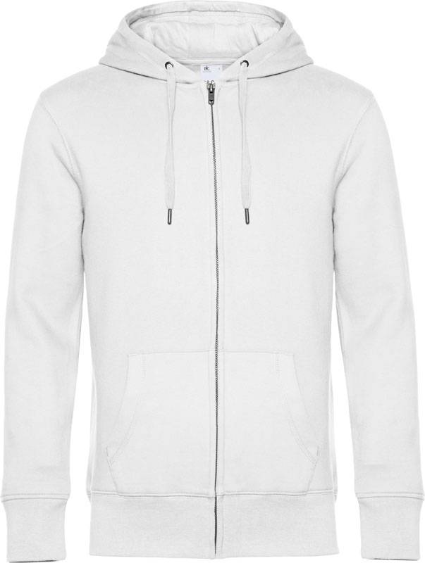 B&C | KING Zipped Hood, Pánska mikina s kapucňou, biela, XS