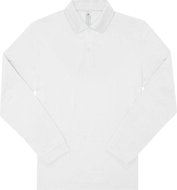 B&C | My Polo 180 LSL, Piqué polo s dlouhým rukávem, bílá, S