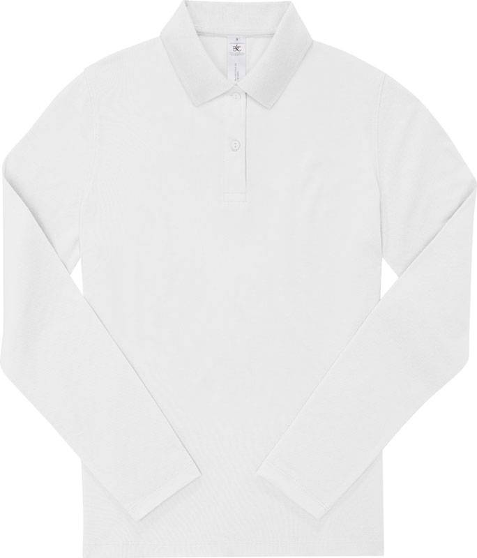B&C | My Polo 180 LSL /women, Dámske piqué polo s dlhým rukávom, biela, XS