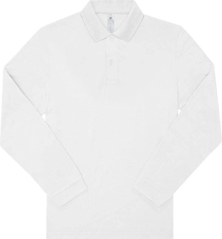 B&C | My Polo 210 LSL, Piqué polo s dlhým rukávom, biela, S