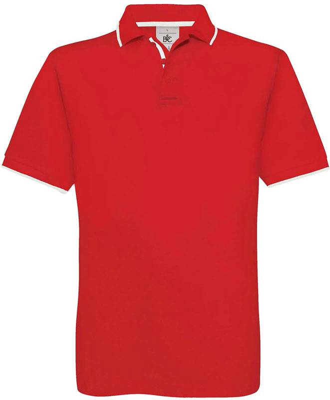 B&C | Safran Sport, Piqué polo s prúžkom, červená/biela, S