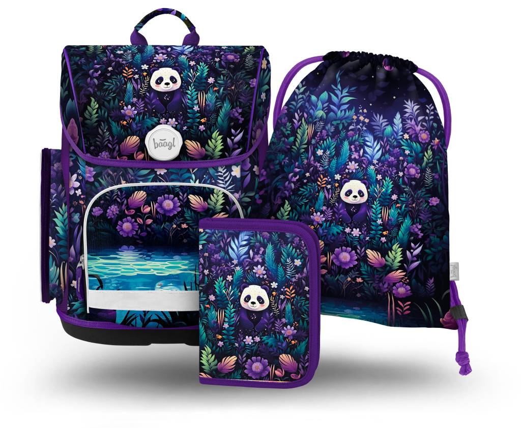 BAAGL SADA 3 Ergo Jungle Panda: aktovka, penál, sáček