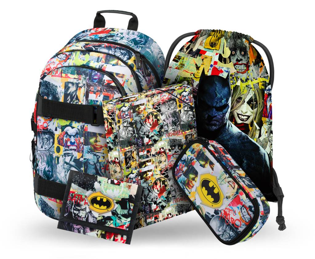BAAGL SET 5 Skate Batman Comics: batoh, peračník, sáček, desky, peněženka