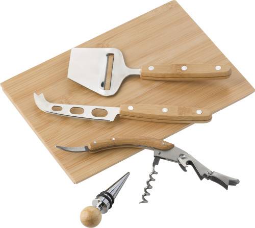 Bambusová sada na syr a víno Patrick, hnedá