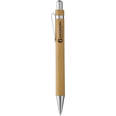 Bambusové guľôčkové pero , čierná náplň,  hnedá