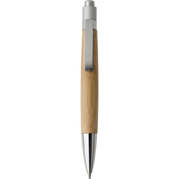 Bambusové kuličkové pero s kovovými doplňky, modrá náplň, hnědá Bambusové kuličkové pero s kovovými doplňky, modrá náplň, hnědá