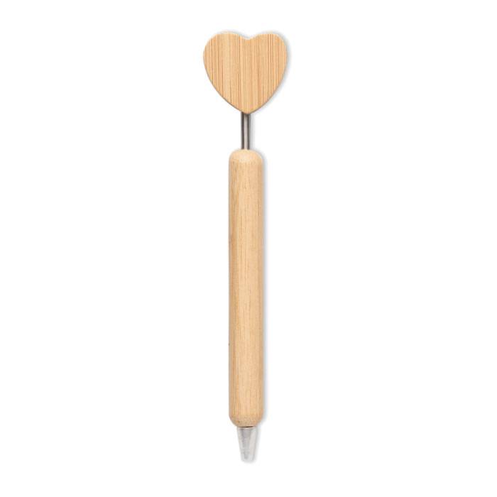 Bambusové pero so srdiečkom, hnedá Wood