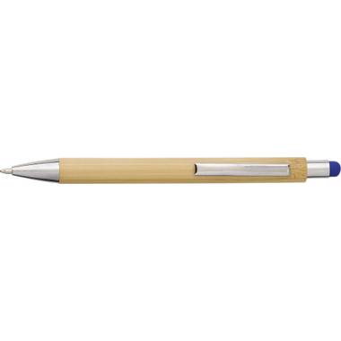 Bambusové, plastové guľôčkové pero, modrá