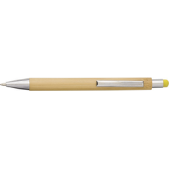 Obrázok ku produktu Bambusové, plastové guľôčkové pero, žltá