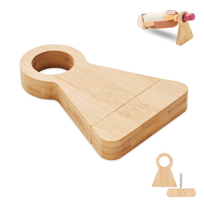 Bambusový stojan a otvárač, hnedá Wood