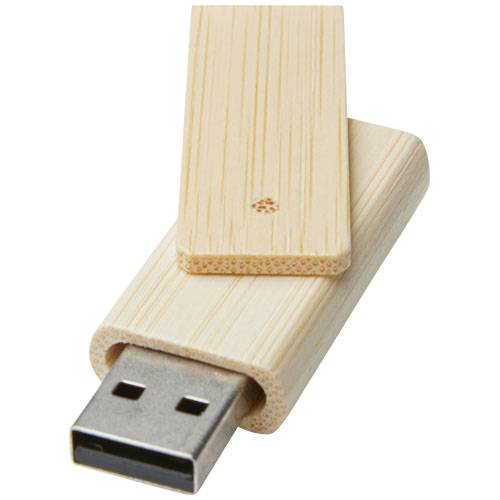 Bambusový USB flash disk s kapacitou 16 GB Rotate, bílá