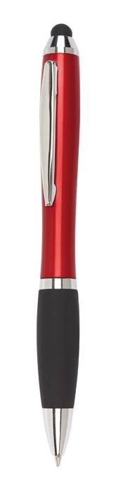 BASTO plastové kuličkové pero se stylusem, modrá náplň, červená