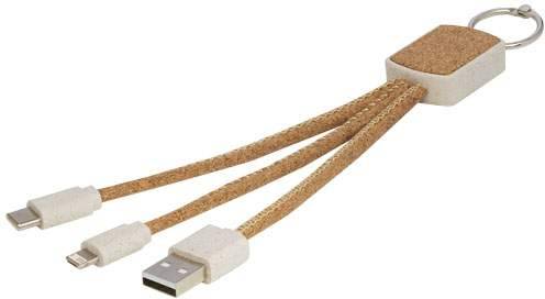 Bates wheat straw and cork 3-in-1 káblový kábel, hnedá Natural