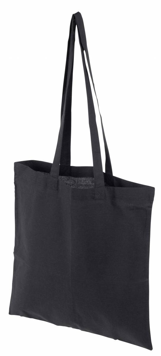 Bavlnená nákupná taška s dlhými držadlami, čierna