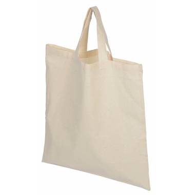 Bavlnená nákupná taška s krátkymi držadlami, prírodná