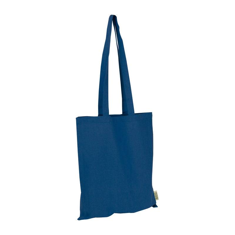 Bavlnená taška s dlhými popruhmi z recyklovanej ba, modrá Dark