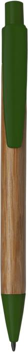 BEATUS guľôčkové pero s bambusovým telom a plastovými doplnkami, modrá náplň, zelená