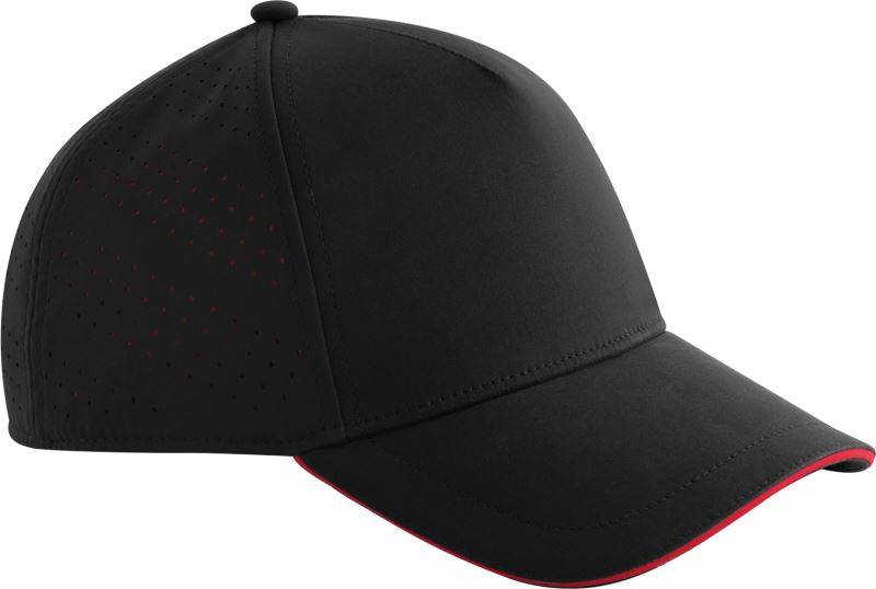 Beechfield | B 155R, 5 Panelová sandwich šiltovka "Accelerate", čierna - červená, onesize
