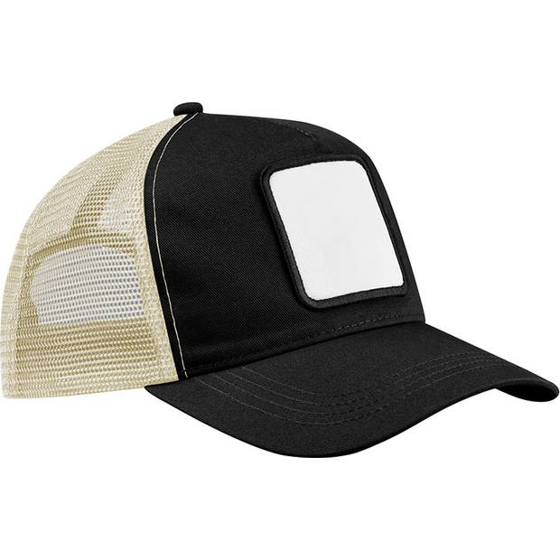 Beechfield | B 636, 5 Panelová trucker šiltovka s nášivkou, čierna - stone, onesize Beechfield | B 636, 5 Panelová trucker šiltovka s nášivkou, čierna - stone, onesize