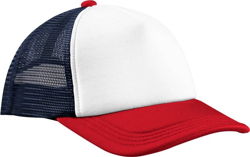 Beechfield | B 639, 5 panelová Retro Trucker šiltovka, modrá Navy - červená, onesize