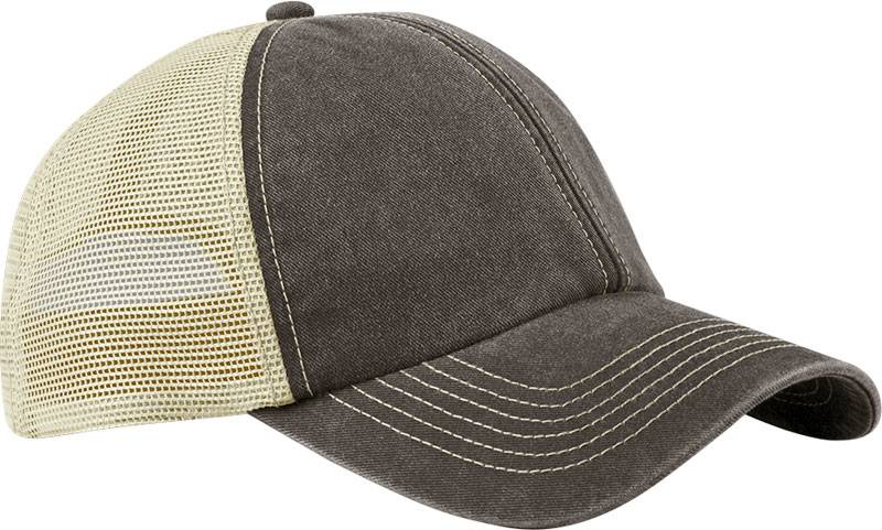 Beechfield | B 672, 6 panelová šiltovka Vintage Trucker, hnedá Vintage - sivá Stone, onesize