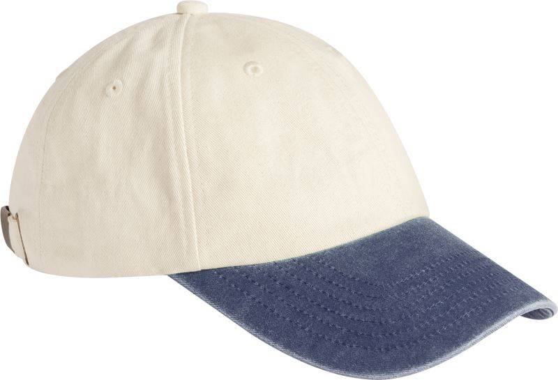 Beechfield | B 673, 6 panelová nízkoprofil kontrastná šiltovka, biela Natural - modrá Vintage Denim,